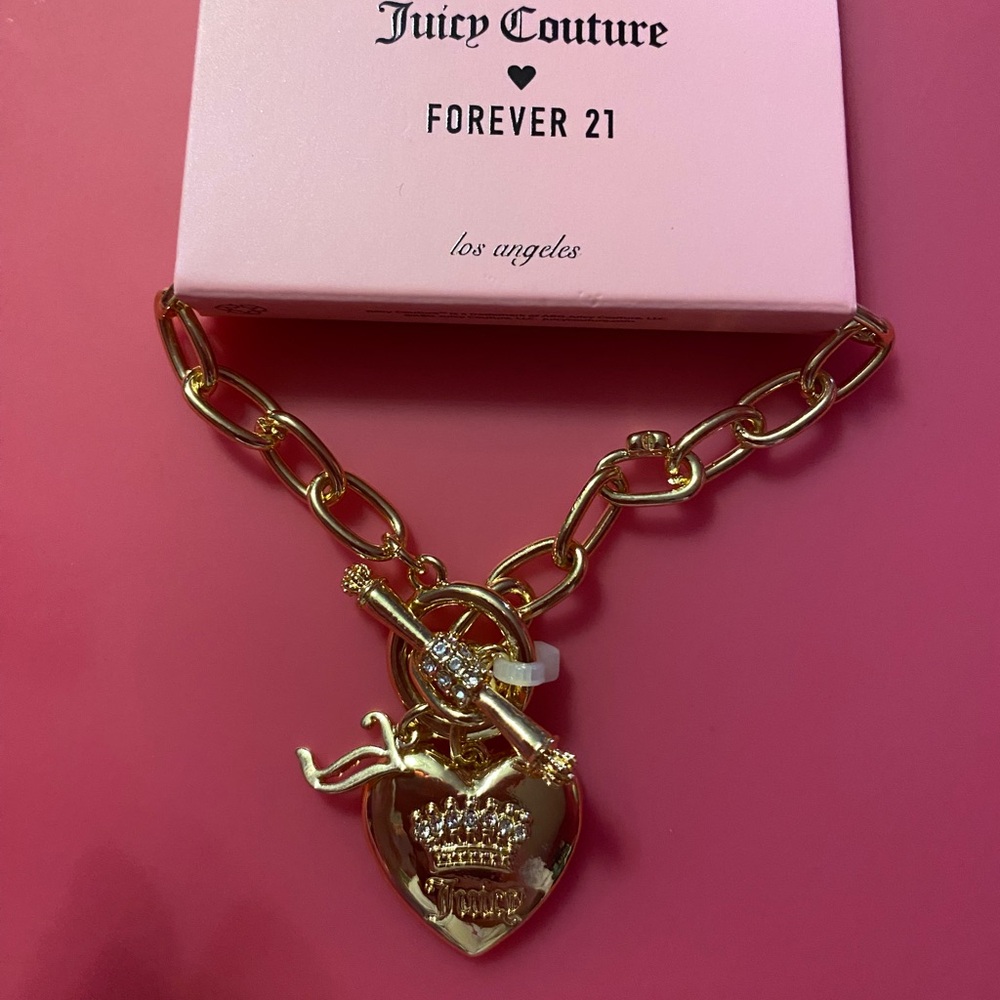 Juicy Couture gold heart toggle bracelet with J